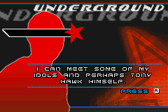 Tony Hawk's Underground | Game Boy Advance | gameplay screenshot | region=North America | source-country= | zypher-v2 | moby-aac10f9365fc | Data by MobyGames.com