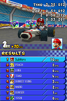 
Mario Kart DS | Nintendo DS | gameplay screenshot | Data by MobyGames.com
