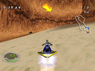 Jet Moto 3 | PlayStation | gameplay screenshot | region=North America | source-country= | zypher-v2 | moby-3c585aee3924 | Data by MobyGames.com