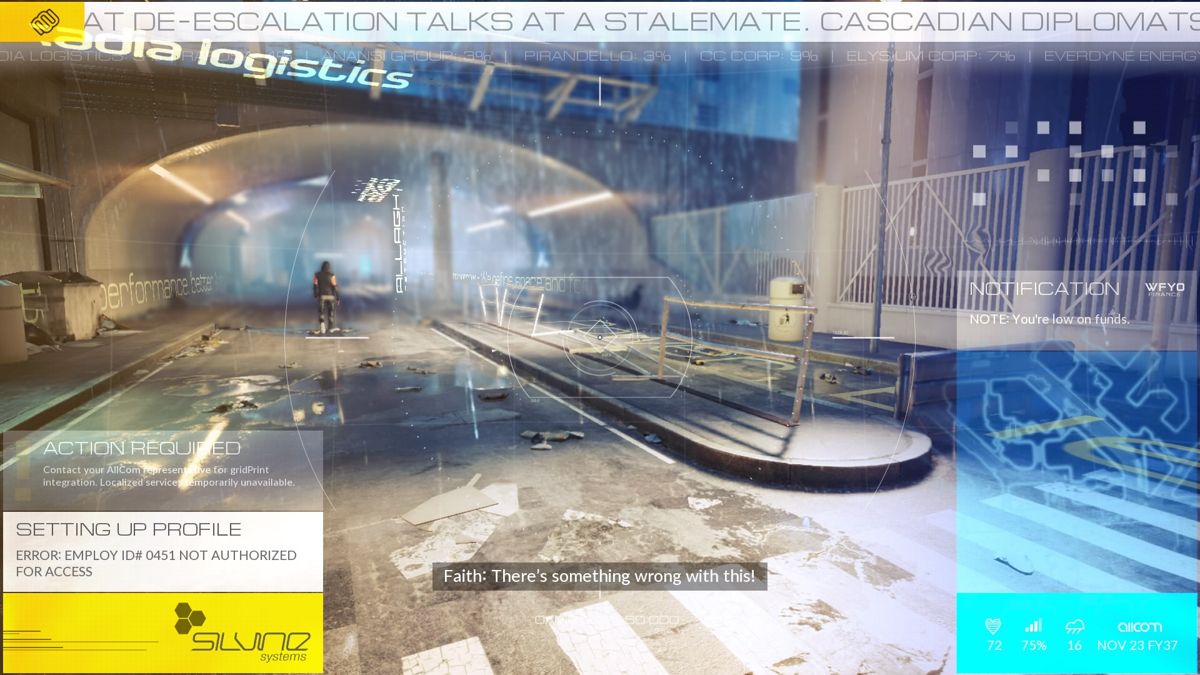Mirror's Edge: Catalyst | PlayStation 4 | gameplay screenshot | Data by MobyGames.com