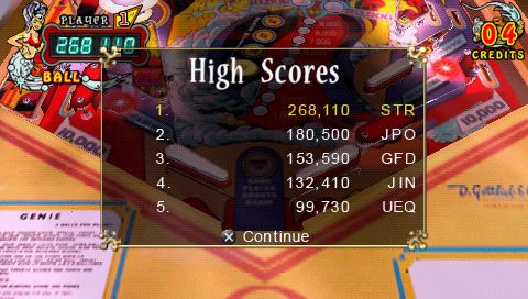Pinball Hall of Fame: The Gottlieb Collection | PSP | gameplay screenshot | region=North America | source-country= | zypher-v2 | moby-0209d6dca668 | Data by MobyGames.com