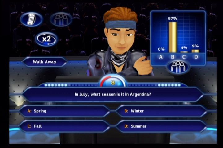 Who Wants to Be a Millionaire | Wii | gameplay screenshot | region=North America | source-country= | zypher-v2 | moby-28973fba2254 | Data by MobyGames.com