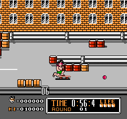 
Town & Country Surf Designs: Wood & Water Rage | NES | gameplay screenshot | Data by MobyGames.com