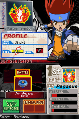 Beyblade: Metal Fusion | Nintendo DS | gameplay screenshot | region=North America | source-country= | zypher-v2 | moby-40fa8c110dbe | Data by MobyGames.com