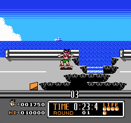 
Town & Country Surf Designs: Wood & Water Rage | NES | gameplay screenshot | Data by MobyGames.com