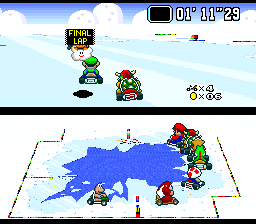 
Super Mario Kart | SNES | gameplay screenshot | Data by MobyGames.com