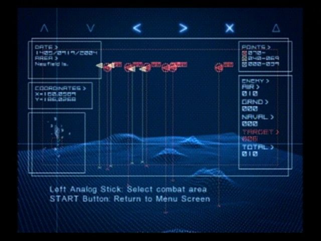 Ace Combat 04: Shattered Skies | PlayStation 2 | gameplay screenshot | region=North America | source-country= | zypher-v2 | moby-0e3e236bc63d | Data by MobyGames.com