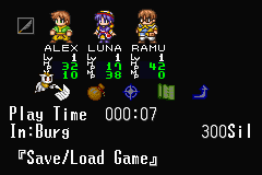 Lunar: Legend | Game Boy Advance | gameplay screenshot | region=North America | source-country= | zypher-v2 | moby-c8460cbc2ebb | Data by MobyGames.com