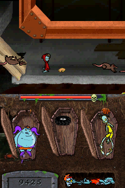 
Teenage Zombies: "Invasion of the Alien Brain Thingys" | Nintendo DS | gameplay screenshot | Data by MobyGames.com