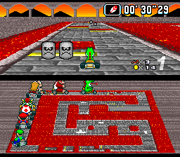 Super Mario Kart | SNES | gameplay screenshot | Data by MobyGames.com