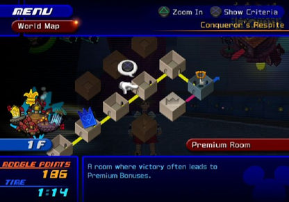 Kingdom Hearts: Re:Chain of Memories | PlayStation 2 | gameplay screenshot | region=North America | source-country= | zypher-v2 | moby-5210aa28c283 | Data by MobyGames.com