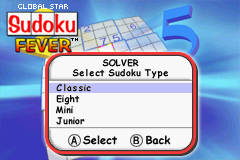 
Sudoku Fever | Game Boy Advance | gameplay screenshot | Data by MobyGames.com