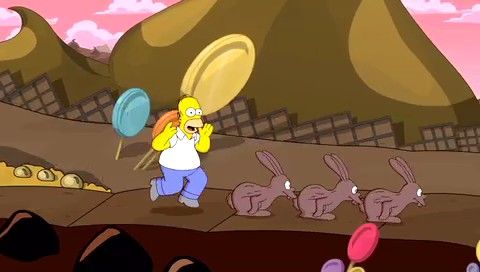 The Simpsons Game | PSP | gameplay screenshot | region=North America | source-country= | zypher-v2 | moby-0000f0f79f4d | Data by MobyGames.com