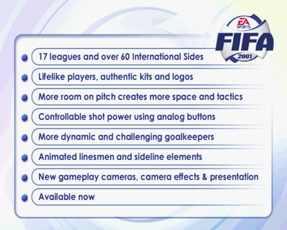 
FIFA 2001: Major League Soccer | PlayStation 2 | gameplay screenshot | Region: North America | source-country= | Data by MobyGames.com
