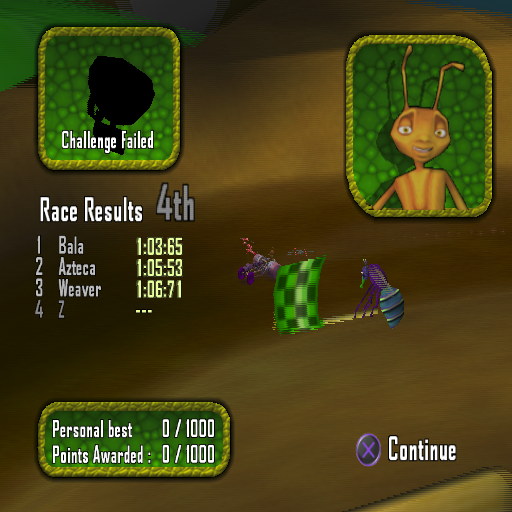 Antz Extreme Racing | PlayStation 2 | gameplay screenshot | region=North America | source-country= | zypher-v2 | moby-bb32616ee4fb | Data by MobyGames.com