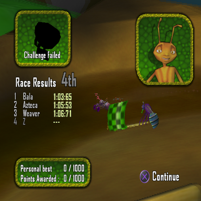 Antz Extreme Racing | PlayStation 2 | gameplay screenshot | region=North America | source-country= | zypher-v2 | moby-bb32616ee4fb | Data by MobyGames.com