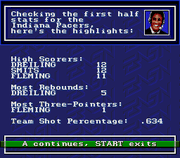 
Bulls vs Lakers and the NBA Playoffs | SEGA Genesis | menu screenshot | halftime statistics