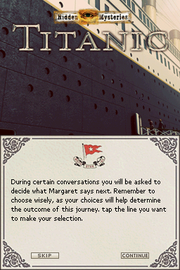 
Hidden Mysteries: Titanic - Secrets of the Fateful Voyage | Nintendo DS | gameplay screenshot | Data by MobyGames.com