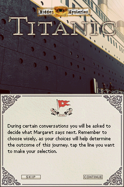 
Hidden Mysteries: Titanic - Secrets of the Fateful Voyage | Nintendo DS | gameplay screenshot | Data by MobyGames.com