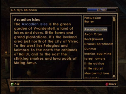 
The Elder Scrolls III: Morrowind | Xbox | gameplay screenshot | Region: North America | source-country= | Data by MobyGames.com