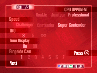 
Contender | PlayStation | gameplay screenshot | Region: North America | source-country= | Data by MobyGames.com
