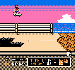 
Town & Country Surf Designs: Wood & Water Rage | NES | gameplay screenshot | Data by MobyGames.com