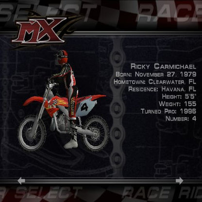 MX Superfly Featuring Ricky Carmichael | PlayStation 2 | gameplay screenshot | region=North America | source-country= | zypher-v2 | moby-5ecb25cadde7 | Data by MobyGames.com