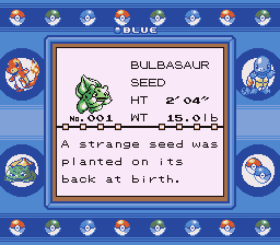 Pokémon Blue Version | Game Boy | gameplay screenshot | region=North America | source-country= | zypher-v2 | moby-d51017c31e62 | Data by MobyGames.com