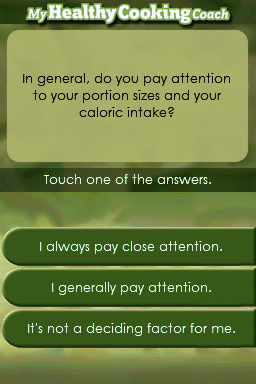 
My Healthy Cooking Coach | Nintendo DS | gameplay screenshot | Data by MobyGames.com