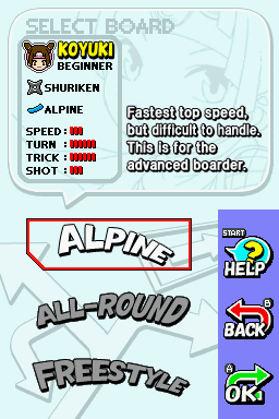 SBK: Snowboard Kids | Nintendo DS | gameplay screenshot | Data by MobyGames.com