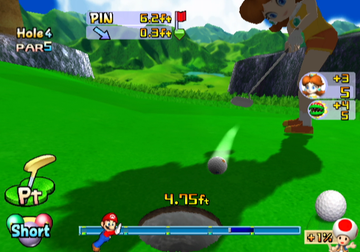 Mario Golf: Toadstool Tour | GameCube | gameplay screenshot | region=North America | source-country= | zypher-v2 | moby-850f6dde2ab0 | Data by MobyGames.com