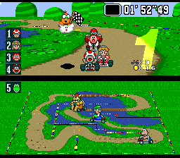 Super Mario Kart | SNES | gameplay screenshot | Data by MobyGames.com
