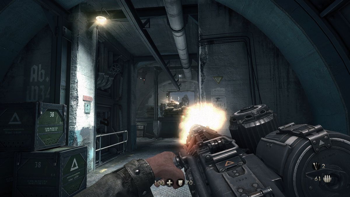
Wolfenstein: The New Order | Xbox One | gameplay screenshot | Region: North America | source-country= | Data by MobyGames.com