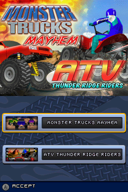 ATV: Thunder Ridge Riders / Monster Trucks Mayhem | Nintendo DS | gameplay screenshot | region=North America | source-country= | zypher-v2 | moby-dccabbd8e185 | Data by MobyGames.com