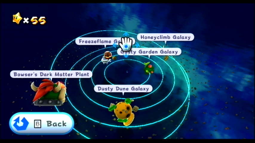 Super Mario Galaxy | Wii | gameplay screenshot | region=North America | edition=nintendo selects | source-country= | zypher-v2 | moby-5c5e2ec71785 | Data by MobyGames.com