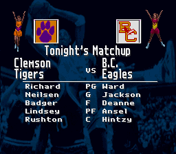 NCAA Basketball | SNES | gameplay screenshot | region=North America | source-country= | zypher-v2 | moby-407b8f146656 | Data by MobyGames.com
