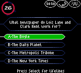 
Who Wants to Be a Millionaire: 2nd Edition | Game Boy Color | gameplay screenshot | Data by MobyGames.com
