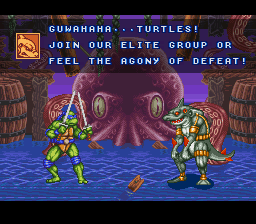 
Teenage Mutant Ninja Turtles: Tournament Fighters | SNES | gameplay screenshot | Data by MobyGames.com