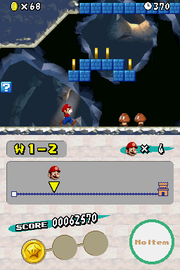 New Super Mario Bros. | Nintendo DS | gameplay screenshot | region=North America | source-country= | zypher-v2 | moby-bf7d4f046a7b | Data by MobyGames.com