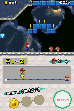 New Super Mario Bros. | Nintendo DS | gameplay screenshot | region=North America | source-country= | zypher-v2 | moby-bf7d4f046a7b | Data by MobyGames.com