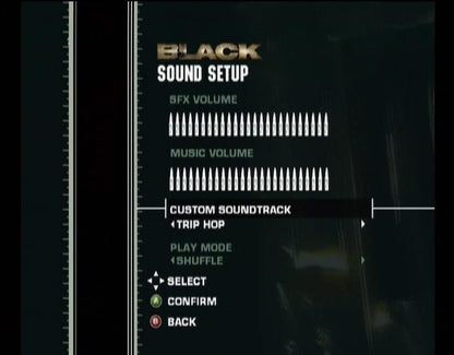 Black | Xbox | gameplay screenshot | region=North America | source-country= | zypher-v2 | moby-c4af40cc56a3 | Data by MobyGames.com