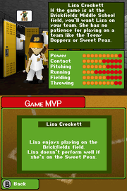 
Backyard Baseball '09 | Nintendo DS | gameplay screenshot | Region: North America | source-country= | Data by MobyGames.com