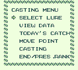 
Black Bass: Lure Fishing | Game Boy | gameplay screenshot | Data by MobyGames.com