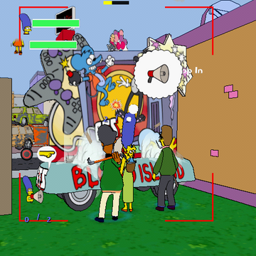 The Simpsons Game | PlayStation 2 | gameplay screenshot | region=North America | source-country= | zypher-v2 | moby-89878048d768 | Data by MobyGames.com