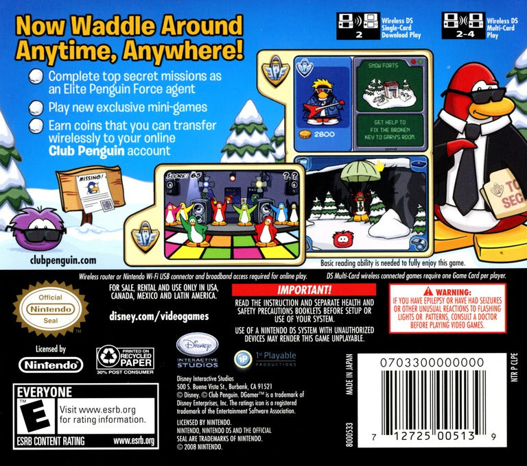 Club Penguin: Elite Penguin Force | Nintendo DS | back cover 1