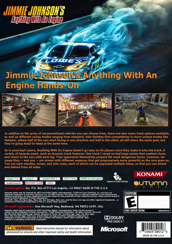 
Jimmie Johnson's Anything with an Engine | Xbox 360 | back cover 1