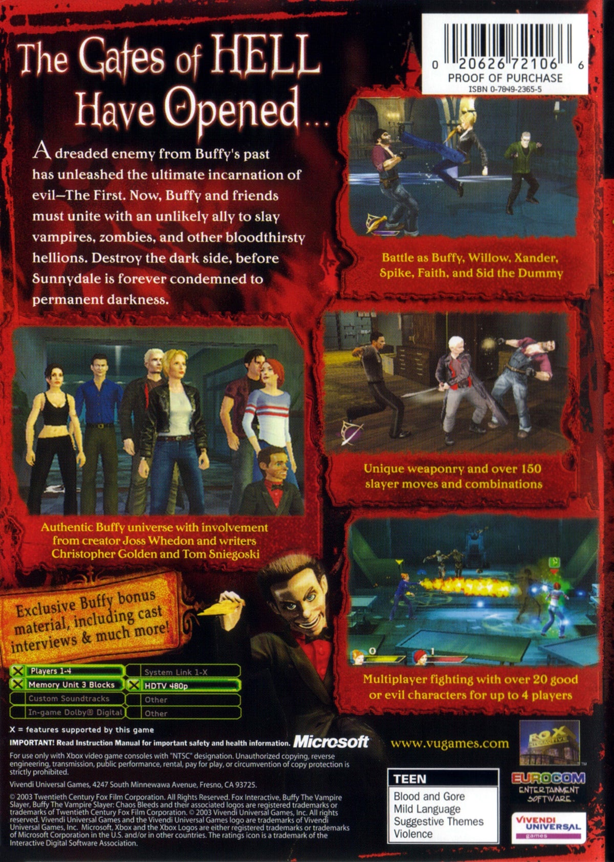 
Buffy the Vampire Slayer: Chaos Bleeds | Xbox | back cover 1
