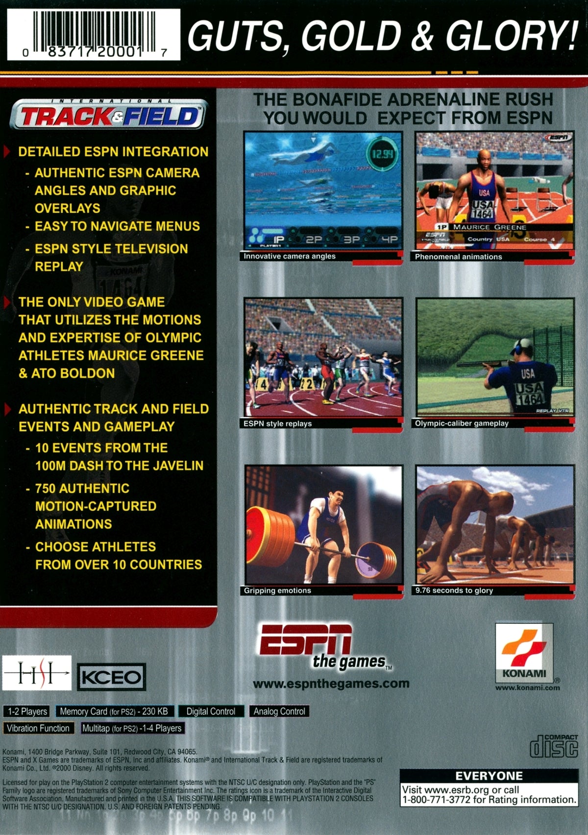 
ESPN International Track & Field | PlayStation 2 | back cover 1