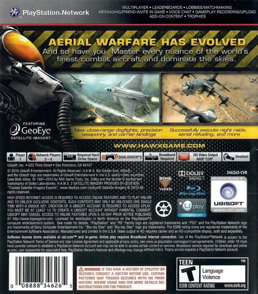 Tom Clancy's H.A.W.X 2 | PlayStation 3 | back cover 1