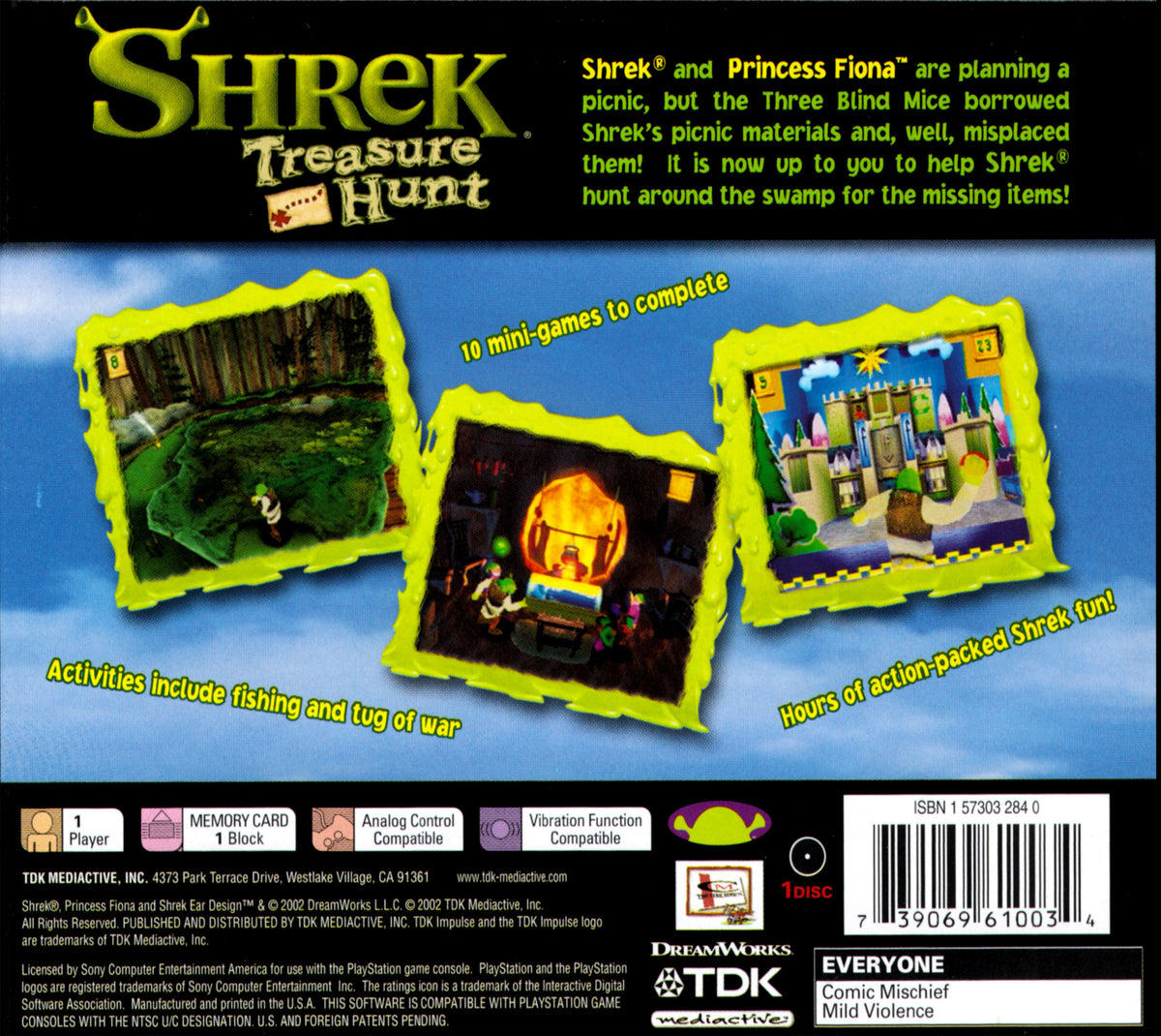 
Shrek: Treasure Hunt | PlayStation | back cover 1 | Region: North America | Source: LaunchBox